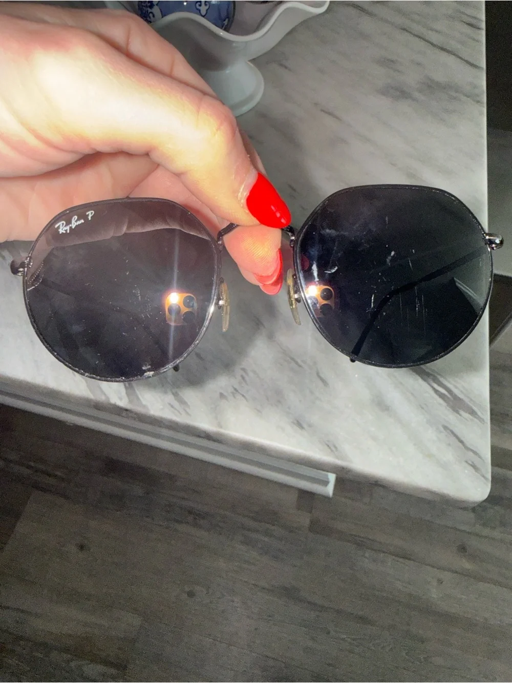 Ray-Ban Round Metal Sunglasses - Black Lenses with Gold Accents